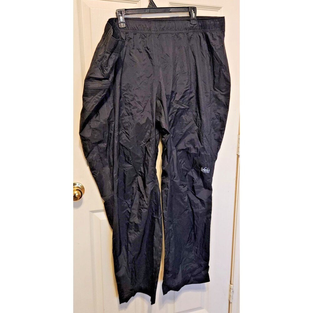 REI Co-op Womens 3XL Black Rain Pants Nylon Hiking Outdoor Elastic Waist